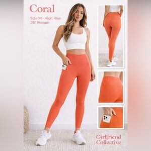 Girlfriend Collective Coral High Rise Athletic Pocket Leggings Size M Workout
